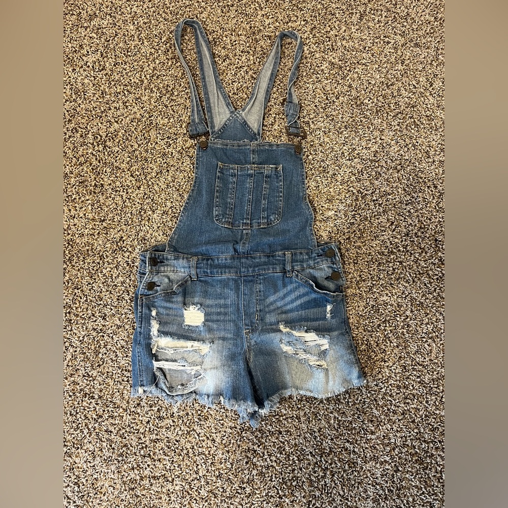 Refuge Distressed Short Overalls - Size 10